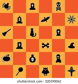 Seamless pattern of Halloween symbols. Use to create your design