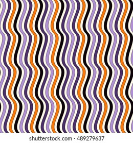 Patrón sin fisuras en colores tradicionales de Halloween. Fondo rayado de Vertical ondulado. Puede ser utilizado para el papel digital para el libro de recuerdos, impresión textil, relleno de página. Ilustración vectorial