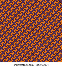 Seamless pattern in Halloween traditional colors. Battlement curved lines abstract background. Scrapbook digital paper, textile print, page fill. Vector illustration