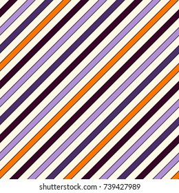 Seamless pattern in Halloween traditional colors with simple classic motif. Diagonal stripes background. Thin slanting line wallpaper. Digital paper, textile print, page fill. Vector illustration