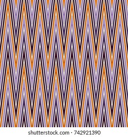 Seamless pattern in Halloween traditional colors. Chevron jagged stripes print. Classic geometric ornament. Zigzag horizontal lines wallpaper. Vivid digital paper, textile print, page fill. Vector