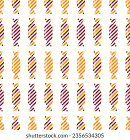 Patrón sin foco de truco de Halloween o tratar dulces en un entorno aislado. Antecedentes en los colores tradicionales para la celebración de Halloween, textiles, papeles pintados, papel de envoltura, scrapbooking. 
