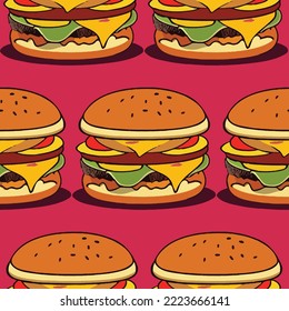 seamless pattern hamburger drawing vector 