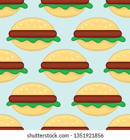 seamless pattern with hamburger, fastfood