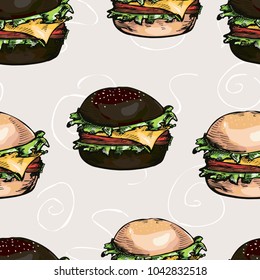 seamless pattern of hamburgers
