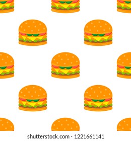 seamless pattern with hamburgers on white background