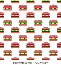 Seamless pattern of hamburgers on white background