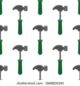 Nahtloses Muster mit einem Hammer auf weißem Hintergrund. Gartenwerkzeug im flachen Stil. Cartoon Objekte der Arbeit.
Stock-Vektorgrafik für Design, Dekoration, Gewebe, Umhüllungspapier, Textilien, Tapeten