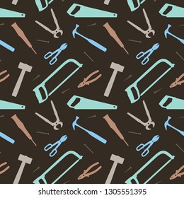 Seamless Pattern Hammer Saw Carpentry Construction Tools - Powered by Shutterstock - Get 15% off with code: PIKWIZARD15