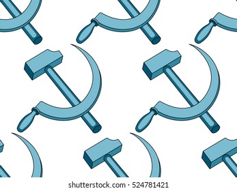 Seamless pattern of the hammer and sickle symbols 