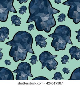 Seamless pattern with hamsa hand - amulet, symbol of protection, web design, vector, eps 10
