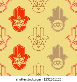 Seamless pattern with Hamsa  Kabbalah symbol  for your design