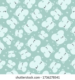 Seamless pattern with hamsters on a blue background. Vector illustration with blue hamsters. Children's print. Design of packaging paper, fabrics, dishes. Doodle style. Children's postcards.