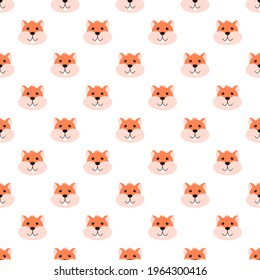 Seamless pattern with hamsters is on a white background. Illustration for a cover, a poster or a textile design. Save with the Clipping Mask.