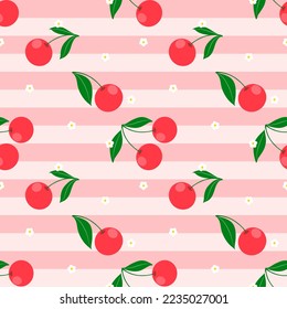 Seamless pattern with hand draw cherry. Background for textile, wrapping paper, fashions, illustrations.