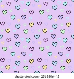 Seamless pattern with hand draw heart. Background for textile, wrapping paper, fashion,illustration.