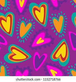 Seamless pattern with hand draw hearts. Background for textile, fabric, clothes, kids, web, wrapping paper.