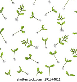 Seamless pattern with hand draw Sprouts plants. Vector illustration