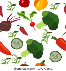 Seamless pattern with hand draw texture. Detox. Vegetables. Healthy lifestyle. Design for banner, card, placard, brochure, web
