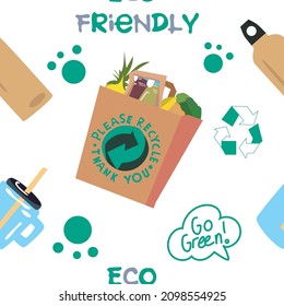 Seamless pattern and hand draw texture. Eco friendly. Zero waste.Go green concept. Transparent background