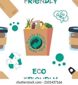 Seamless pattern and hand draw texture. Eco friendly. Zero waste.Go green concept. Transparent background