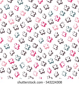 Seamless pattern with hand drawing 3d cross