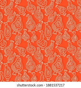 Seamless pattern with hand drawing abstract line pears