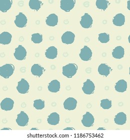 Seamless pattern. Hand drawing. Acrylic paints, brushes. Background for your creativity. Modern background. Circles, spots, points. Pastel Blue