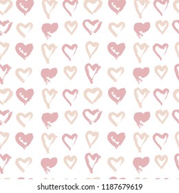 Seamless pattern. Hand drawing. Acrylic paints, brushes. Background for your creativity. Modern background. Heart. Valentine's Day