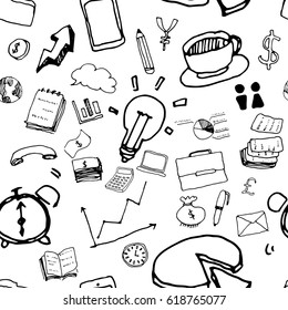 Seamless Pattern of Hand Drawing Business Doodle Vector