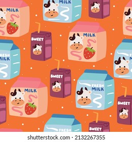 leche de dibujos a mano sin inconvenientes. papel tapiz para niños, impresión de tela, textil, papel de envoltura de regalo