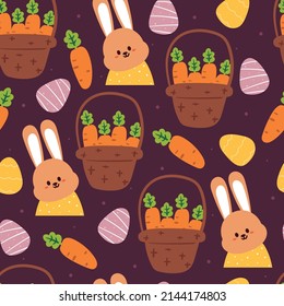 seamless pattern hand drawing cartoon easter wallpaper. cute bunny and eggs. for fabric print, textile, gift wrap paper