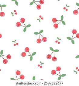 Seamless pattern hand drawing cartoon of pink cherry. for fabric print, textile, gift wrapping paper