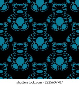 Seamless pattern with hand drawing chinese black water tiger. Symbol of 2022 new year. Style print for wallpaper or bed linen. 