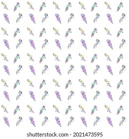 Seamless pattern hand drawing of Cute funny pens cartoon characters with smiling cartoon  human faces on pastel tone on white background.Vector illustration flat for fabric or paper pattern design.