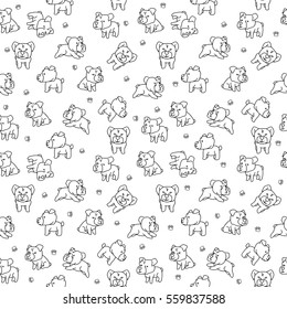 Seamless pattern hand drawing dog doodle isolated on white backgrounds