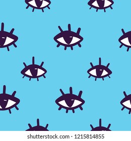 Seamless pattern with hand drawing eyes. Pattern for printing on textiles, Wallpaper and other.