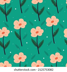 seamless pattern hand drawing flower and leaves. spring collection for fabric print, textile