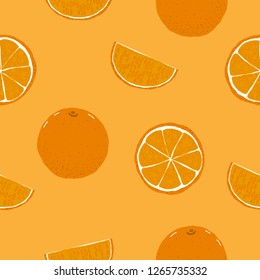 Seamless pattern of hand drawing fresh orange