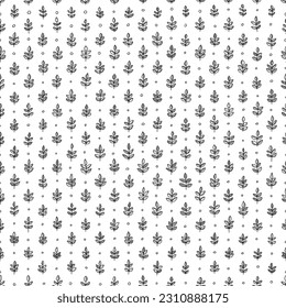 Seamless pattern with hand drawing leaves black and white