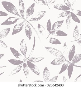 Seamless pattern.  Hand drawing leaves. Background with painted leaves. Vector texture. Brush drawn - rough, artistic edges. 