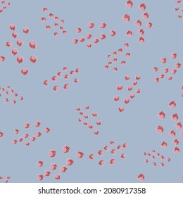 Nahtloses Muster mit handgezeichneter Lilie des Tals auf blauem Hintergrund. Vektor-Blumenvorlage im Doodle-Stil. Ruhige sommerliche botanische Textur für Stoff, Wickelpapier, Tapete.