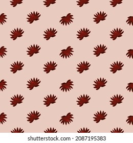 Seamless pattern with hand drawing lotus on pastel ckground. Vector floral template in doodle style. Gentle summer botanical texture for fabric, wrapping paper, wallpaper.