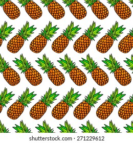 Seamless pattern with hand drawing pineapples.