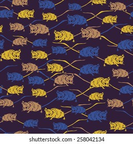 Seamless pattern with hand drawing rats.