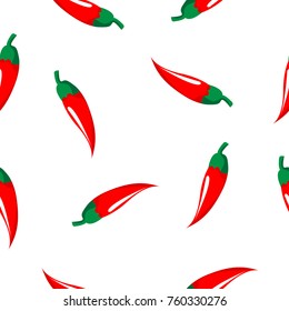 Seamless pattern of hand drawing red hot chili pepper using for wallpaper,printing on fabric, paper, scrapbook, repeating hot spice background concept. 