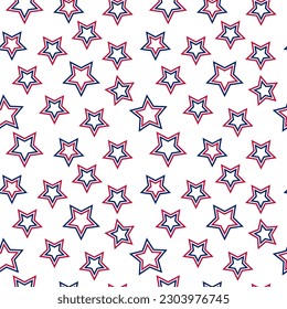 Seamless pattern of hand drawn 4th of July stars. Design for Independence Day, 4th of July, freedom celebration. Patriotic and memorial decoration.