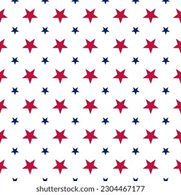Seamless pattern of hand drawn 4th of July stars on isolated background. Design for Independence Day, 4th of July, freedom celebration. Patriotic and memorial decoration.