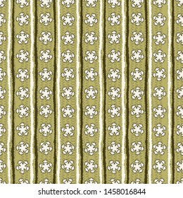 Seamless pattern. Hand drawn abstract winter snowflakes. Stylish crystal stars stripes background. Vertical holiday all over print paper. Festive gift wrapping paper yule illustration. Vector swatch.
