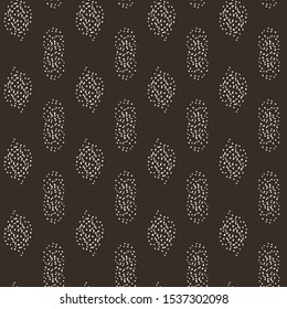 Seamless pattern with hand drawn abstract white spots on a black background. Vector illustration.
